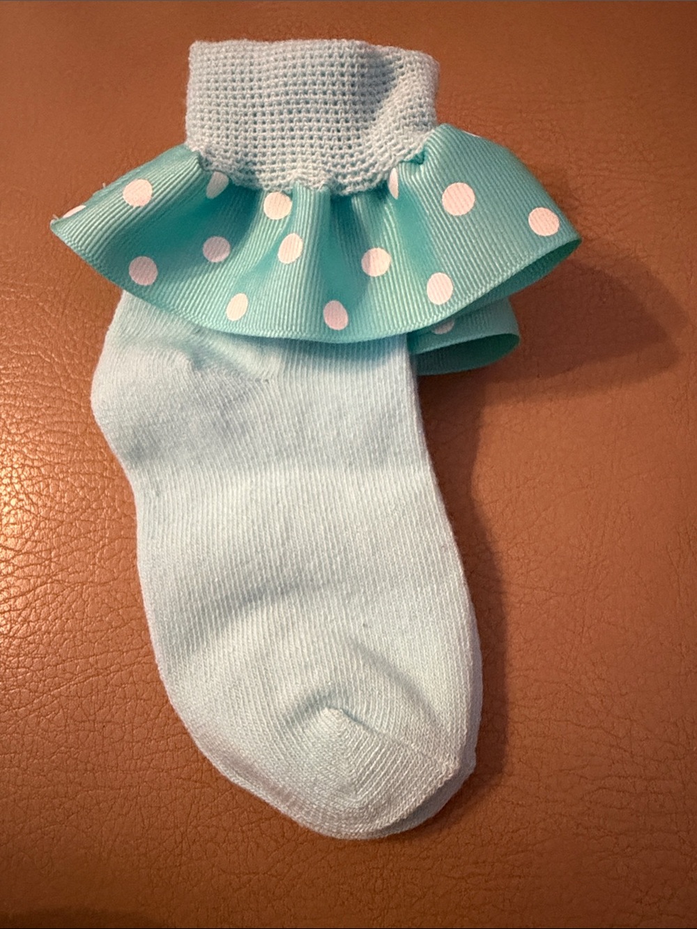 Light Blue Polka Dot Ruffle Baby Socks